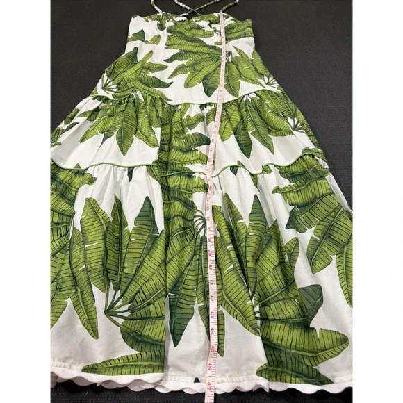 New‎ FARM RIO Off-White Palm Fan Midi Dress Size Large Cotton Sundress - Picture 7 of 13